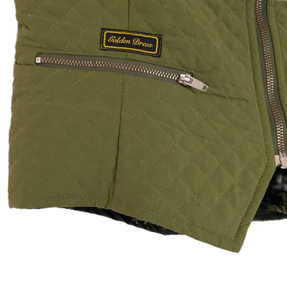 Golden Dress Quilted Cotton Zipper Vest Womens Sz M Equestrian Gear Green EUC - Picture 5 of 7